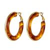 Fashion Vintage Round Amber Resin Hoop Earrings For Women Stainless Steel Gold Color Circle Big Daily Jewelry Female Earrings