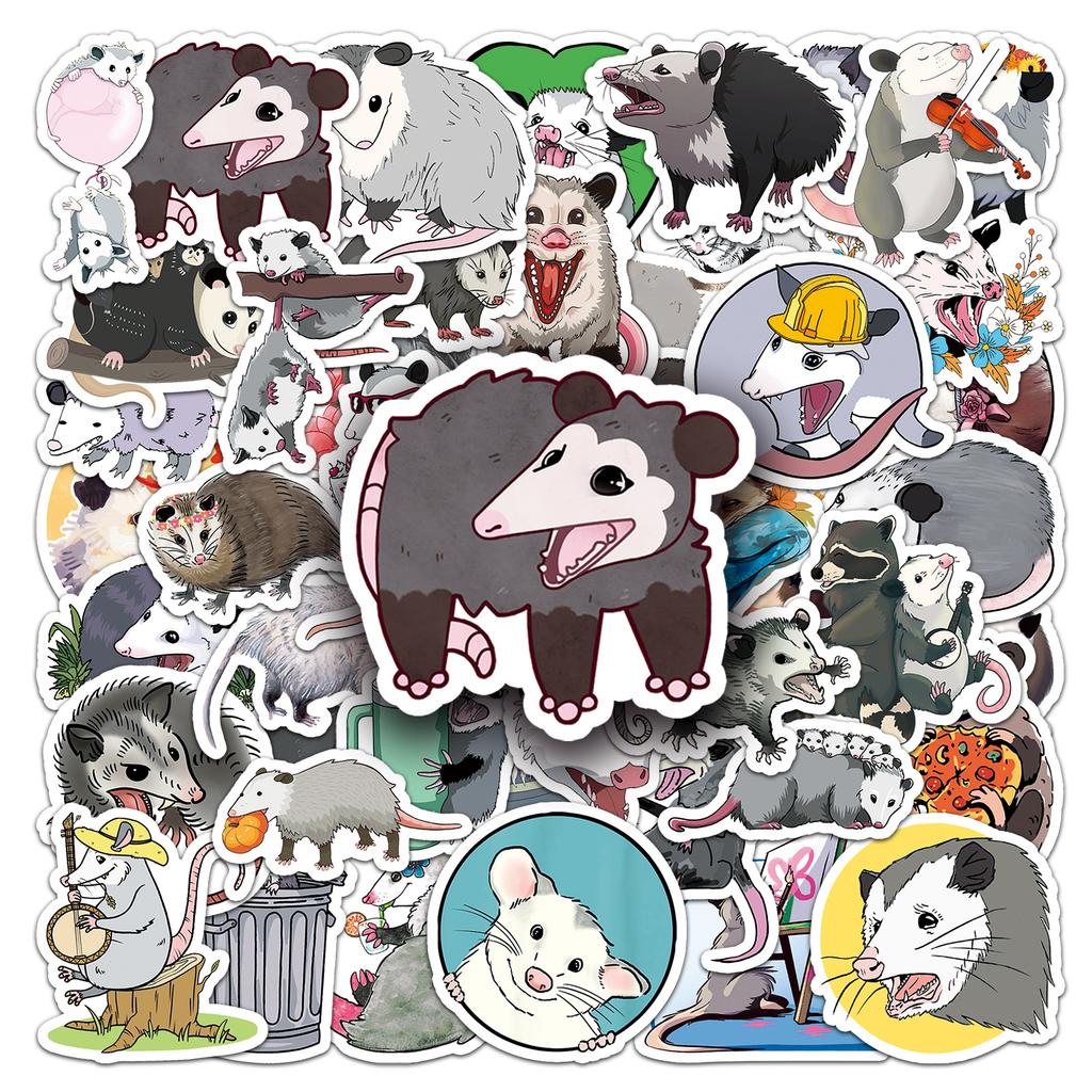 50 Possum Doodle Stickers Personalized Cartoon Animal Decoration Mobile Phone Case Water Cup Skateboard Suitcase Stickers