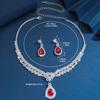 3PC Women's Fashion Copper Claw Chain Temperament Water Drop Necklace Earrings Zircon Set Wedding Banquet Party Holiday Gift