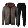 Men's Casual Jacquard Knit Hoodie & Cardigan Set
