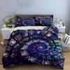 3Pcs Stained Glass Bedding Set, Purple And Blue Spiral Galaxy Print Duvet Cover + 2 Pillowcases, Large-Sized Home Decor, Gifts