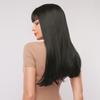 Långa raka svarta syntetiska peruker med lugg Naturligt hår Peruker för kvinnor Cosplayperuker med hög temperatur Värmebeständig