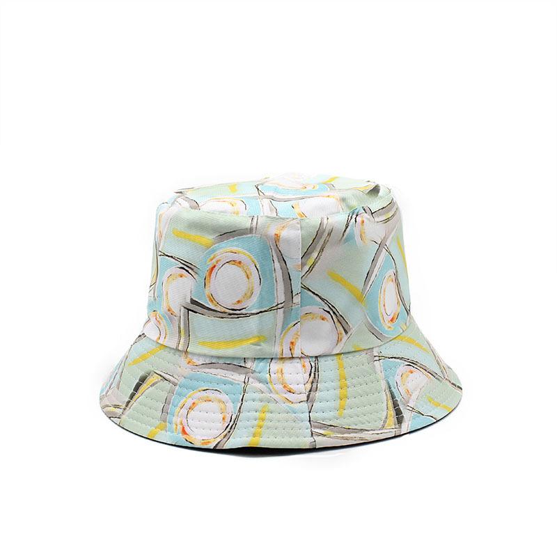 Men'S Double-Sided Fisherman'S Hat Children'S Spring And Summer Versatile Printed Sun Hat Outdoor Street Basin Hat Tide