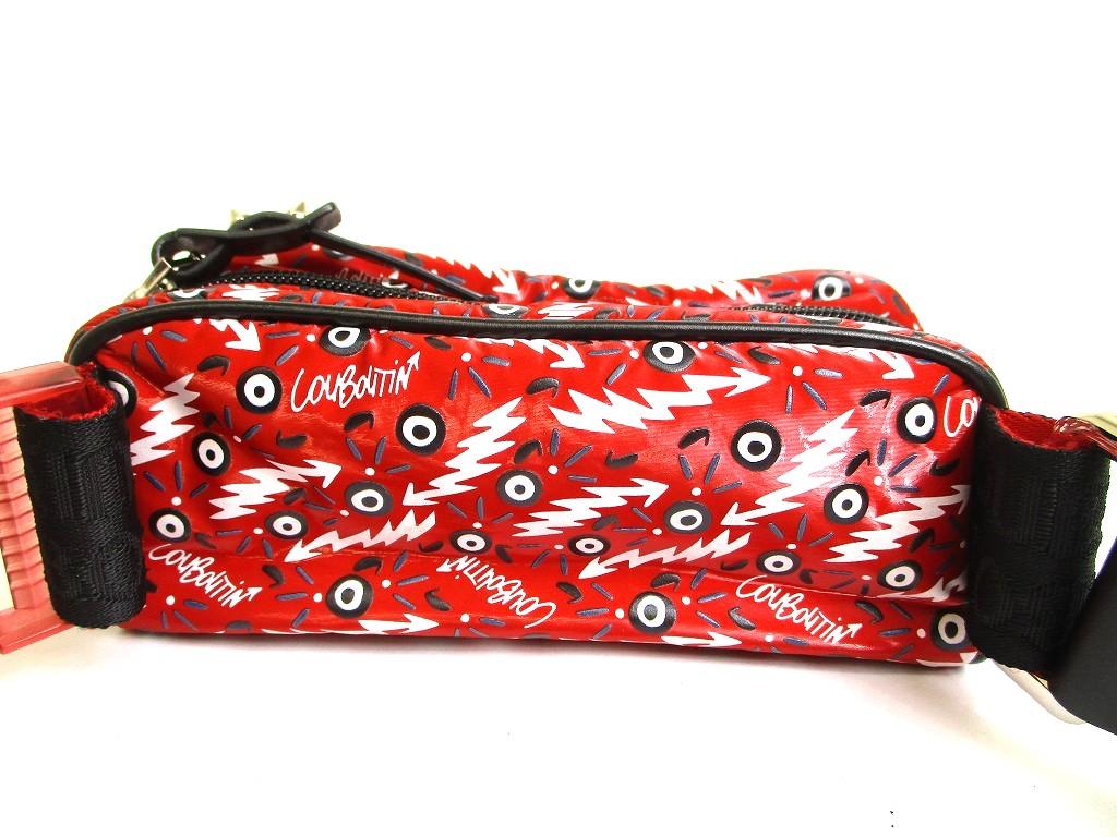 Authentischer Christian Louboutin Roter Nylon Gürtel Hüfttasche Pouch #a946 Aufgearbeitet