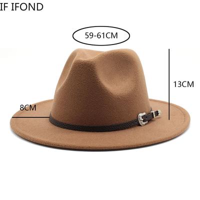 Britse Stijl Vilt Jazz Fedora Hoed 59-61CM Maat Panama Trilby Hoeden Voor Vrouwen Mannen Gentleman Bruiloftsfeest Hoed