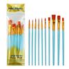 20 Pcs/2 Packs Multi-functional Watercolor Brush Pearlescent Blue Plastic Short Rod Multi-color Set Nylon Hair Hook Line Gouache Oil Brush