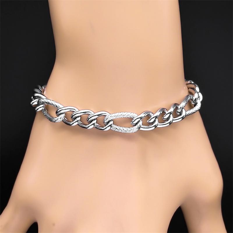 Trend Chain Necklace Collar for Women Men Stainless Steel Gold Color Male Link Chain Bracelet Jewelry Collier Hommes NLT2S02