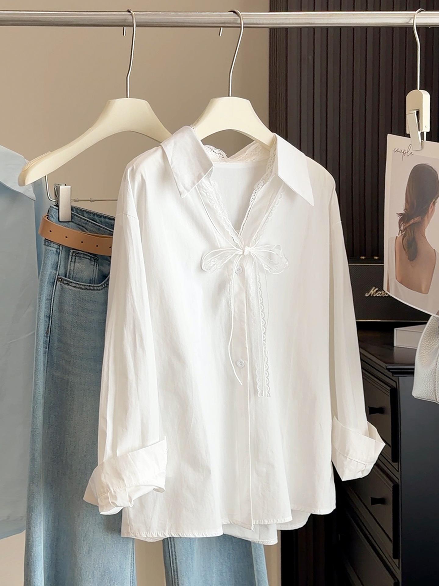 Women s Chic Mid-Length Polo Collar Shirt - Korean Style, Spring 2026 Collection One Size белый