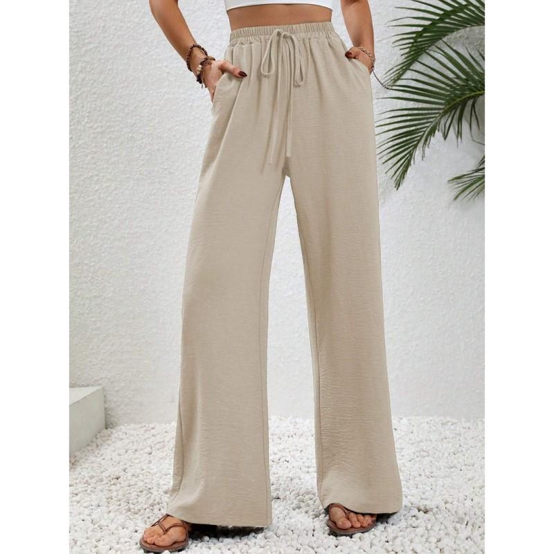 Comfortable Women's Long Pants New Versatile Wide Leg Pants Solid Color Casual Pants