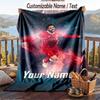 Flannel Blanket Mohamed Salah Print Custom Name Text Soft Throw for Sofa Bed