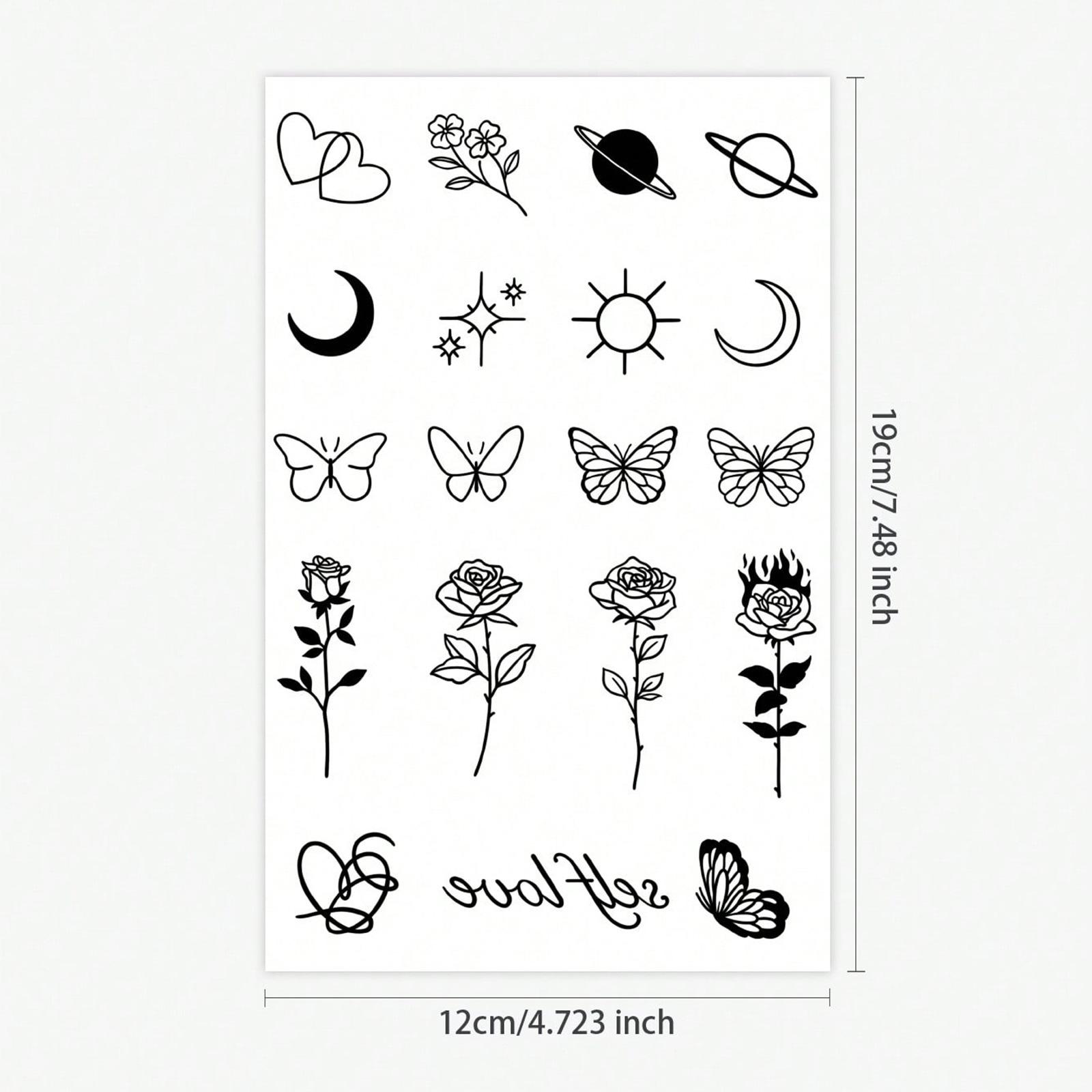 Premium Spice Girls Simple Personality Small Pattern Finger Butterfly, Rose Tattoo Sticker 12*19