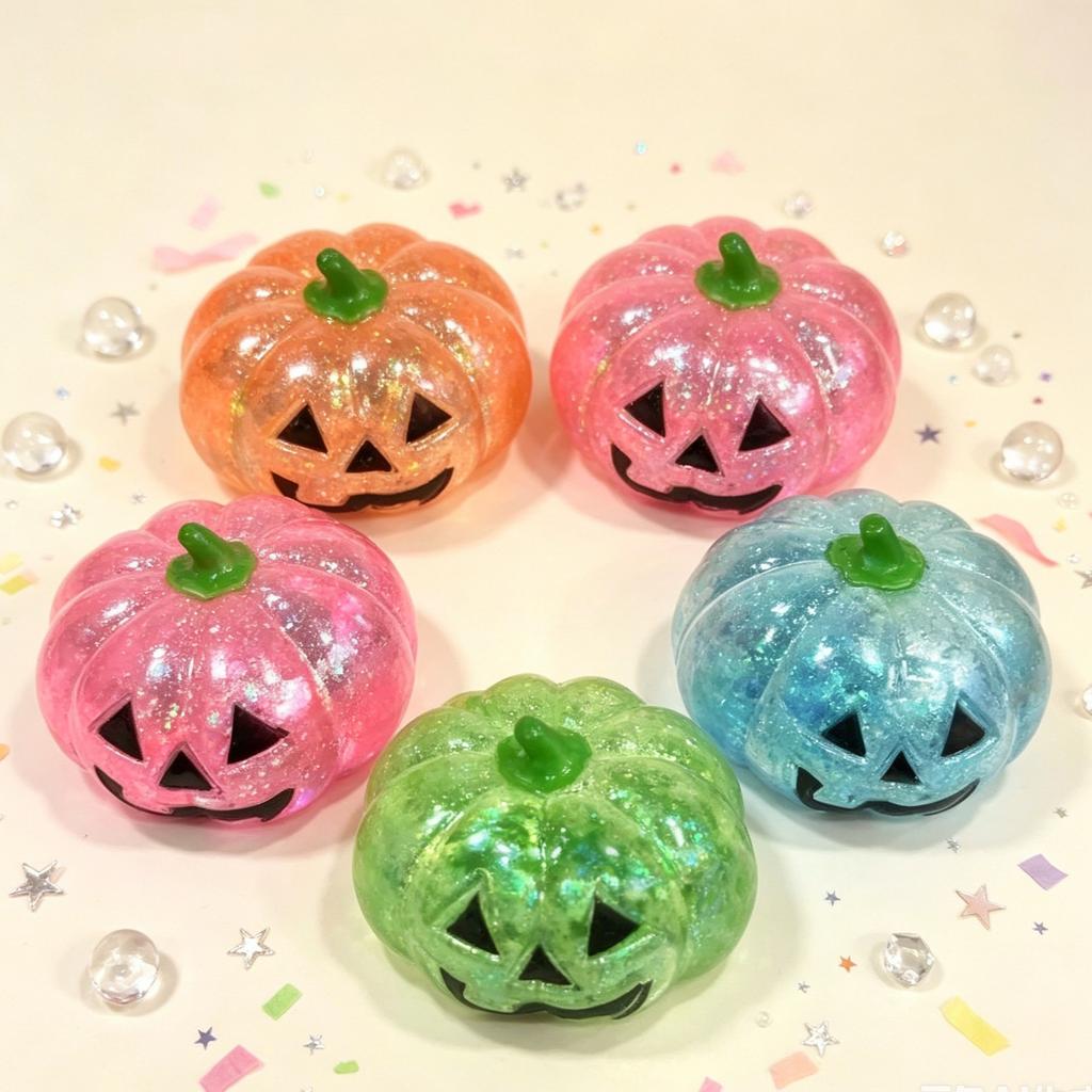 Yihe Halloween Pumpkin Head Maltose Squeeze Toy 8cm*4.5cm Soft Plastic Stress Relief Fidget Toy for Kids & Adults EU/US Market