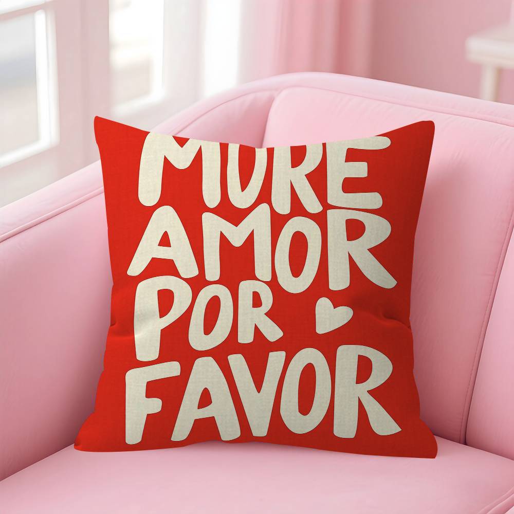 Nordic More Amor Por Favor Colorful Eclectic Pink Love Personalized Picture Text Home Decorative Pillows Household Gifts 45x45cm