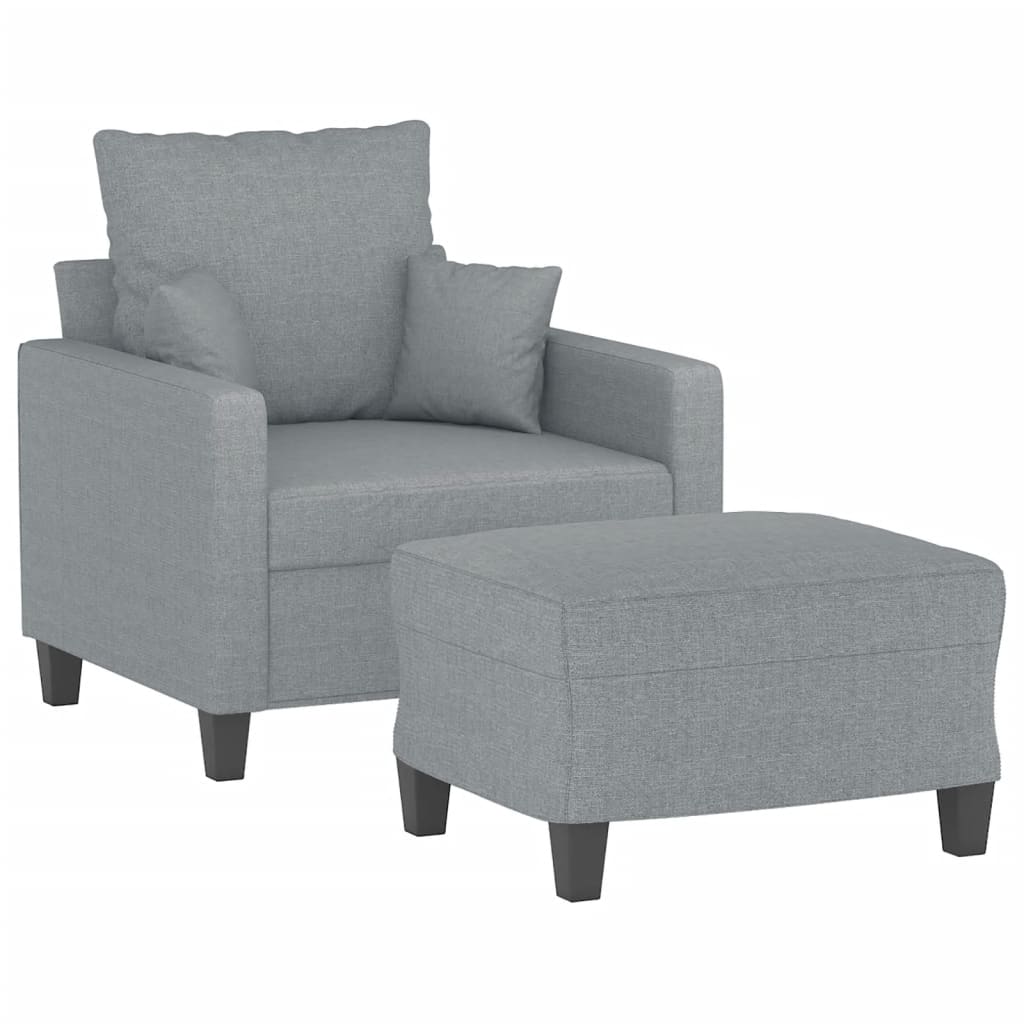vidaXL Armchair with Footstool Light Grey 60 cm Fabric
