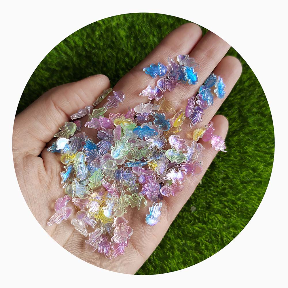 Shiny Jellyfish Resin Flatback Charms Mini Stickers for Nail Art Diy Scrapbook Accessories