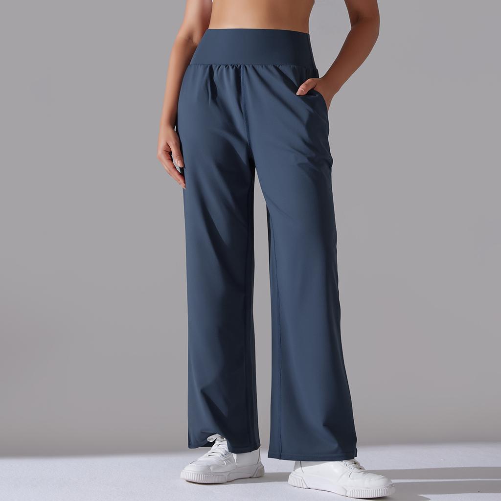 Nude Sense of High-waisted Yoga Exercise Wide-legged Pants Small People Show High Draping Sense of Straight Breathable Sweat Yoga Pants
