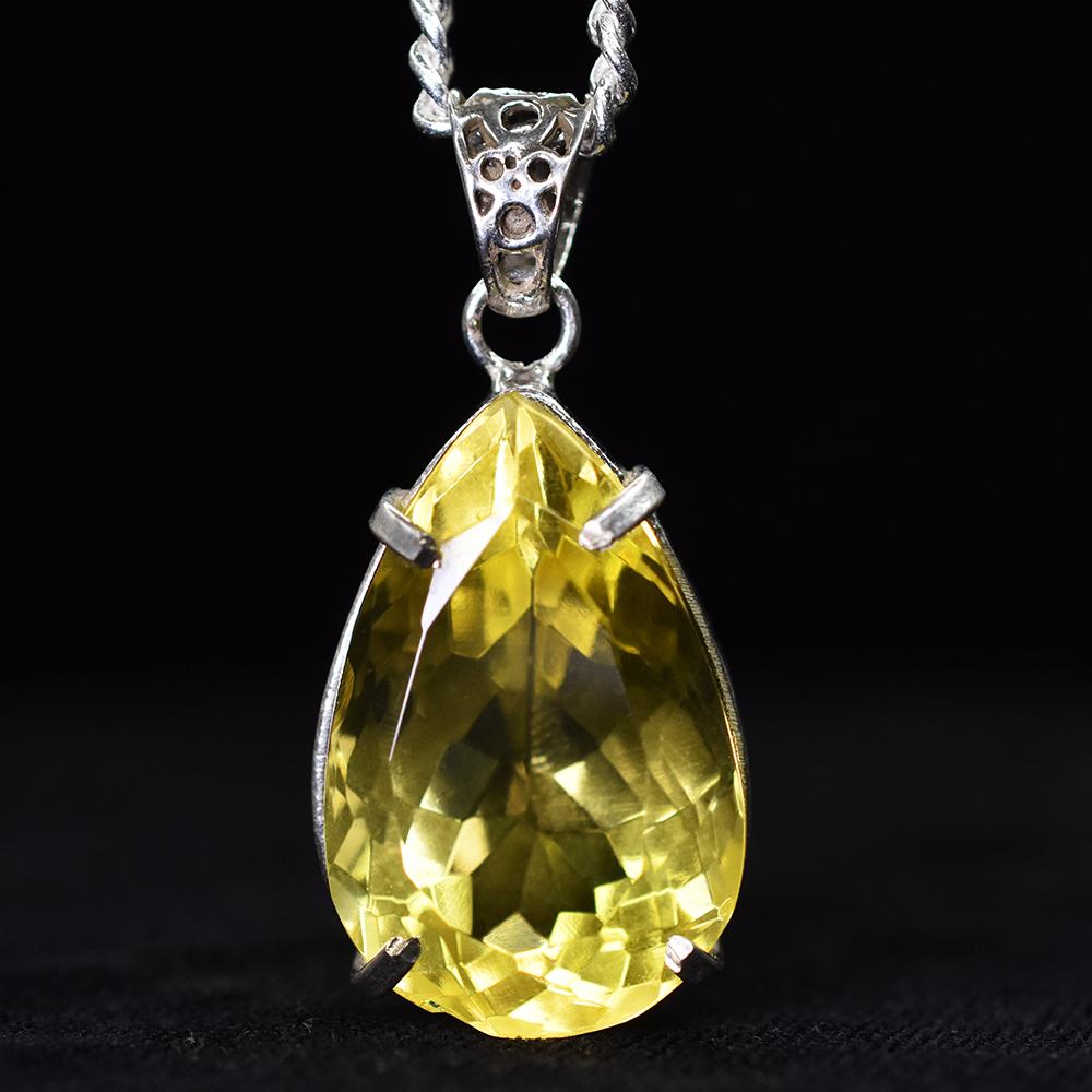Yellow Topaz 73.2 Ct CERTIFIED Pear Pendant 925 Sterling Silver Best For Gift MY-PD-111-NS