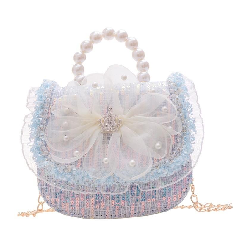 Xiaoxiangfeng Bow Lace Bag Pearl Handheld With Durable Material For Toddlers