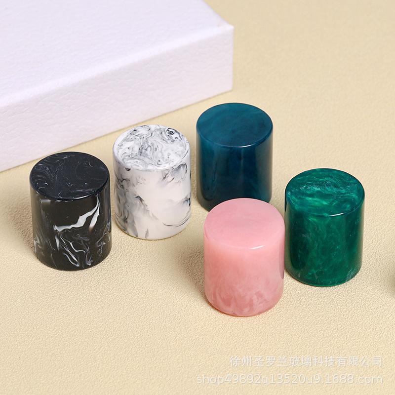 15mm Resin Perfume Bottle Cap, Hand-Polished Sphere & Cylinder Shape, Crimp Neck Spray Lid for Refillable Atomizer