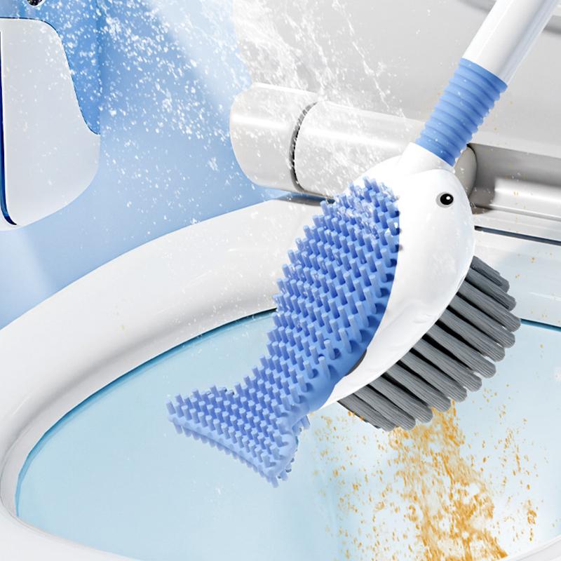 Silicone Toilet Brush Set Hanging Hole Non-Slip Toilet Scrubber Wall-Mounted Durable Toilet Cleaner With Holder Bathroom