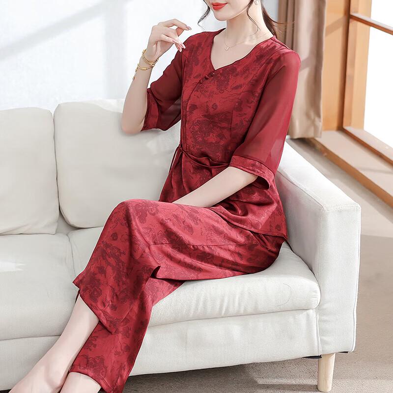 

Женский летний новый комплект из шифоновой блузки и костюма в китайском стиле XUEXI 2XL