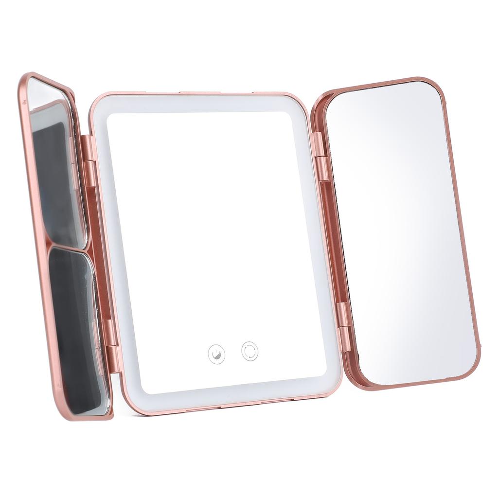 Faltbarer LED Schminkspiegel Tragbarer Wiederaufladbarer Kosmetikspiegel LED Faltbarer Schminkspiegel mit Licht für Zuhause Reise