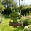 Resin Hanging Frog Garden Statue Handmade Frog Swing Ornament  Housewarming Gift