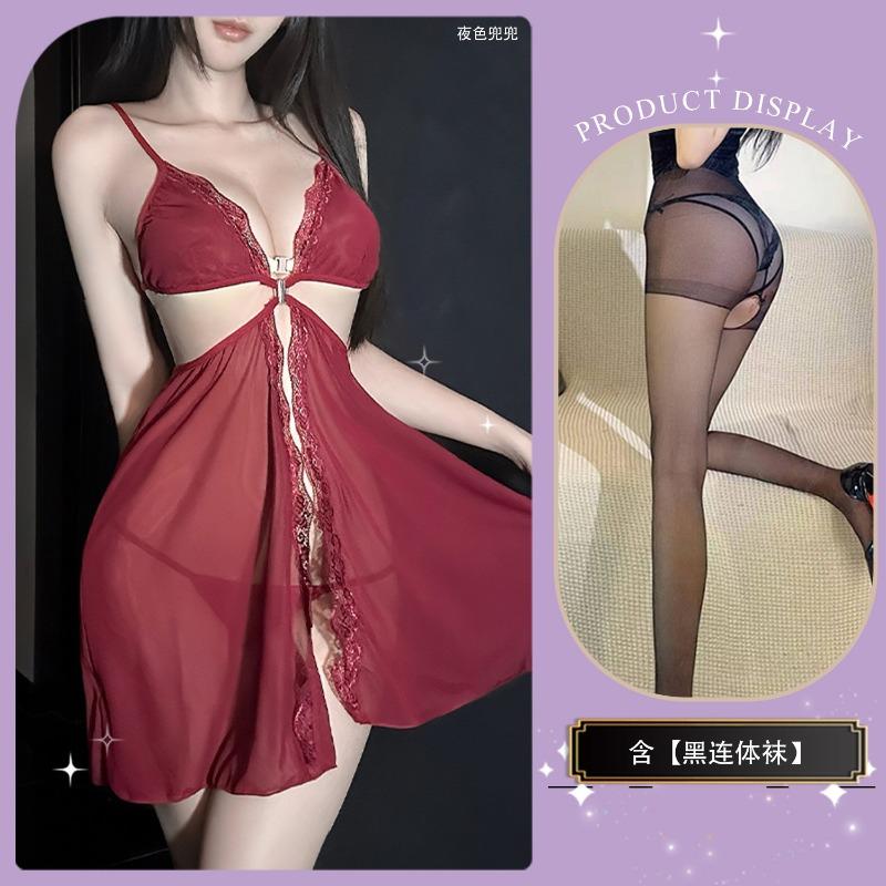 Sex Lace Purple Pajamas Female Looming Perspective Sexy Pajamas Pure Lust Wind Temptation Advanced Sleep