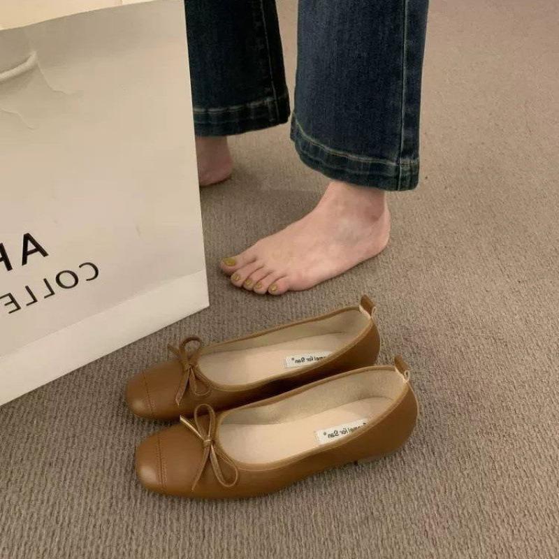 

С юбкой, серебристые мягкие туфли с мягкой подошвой, одна педаль, балетки с открытым подъемом, нежные одинарные туфли 39 коричневый