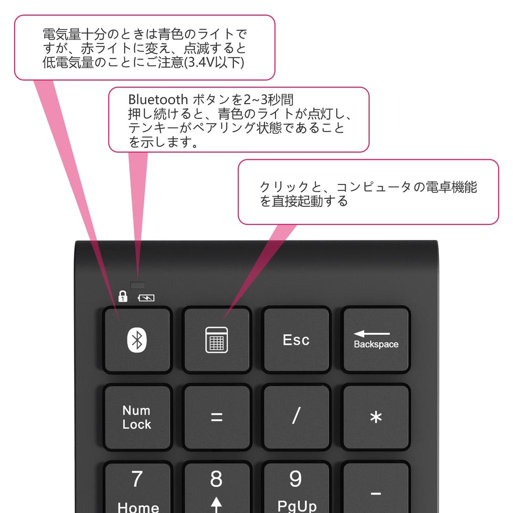 Bluetooth Wireless Numeric Keyboard with Pantograph Function, Type-C Charging, 22-Key Ultra-Thin Bluetooth Wireless Number Pad, Left-Handed or