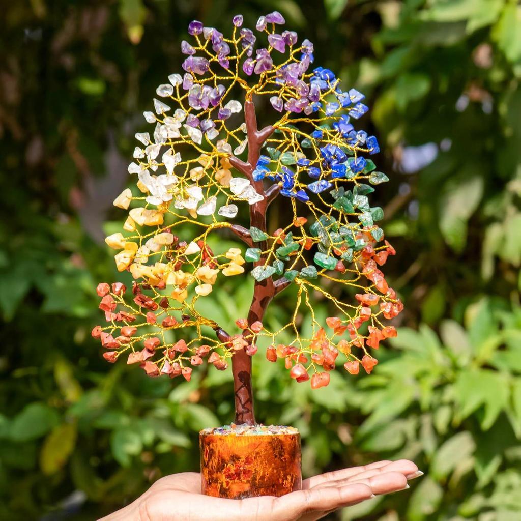 Seven Chakra Gemstone Tree of Life, Crystals and Gemstones, Crystal Tree, Showpiece for Good Luck, Home Decor, Office Desk