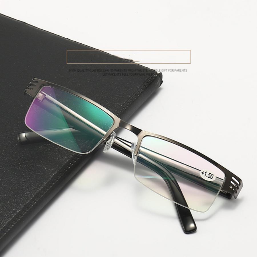 New Reading Glasses High End Business Covered Glasses Resin Read Eyeglasses Metal Half Frame Presbyopia Hyperopia Eyewear +1.0