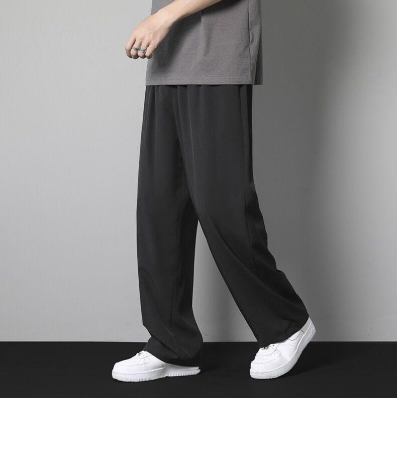 Pánské tenké kalhoty s širokými nohavicemi ve stylu Hongkongu - Trendy, ležérní a volný střih na jaro a léto