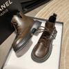 Fashion Big Size Fashion Casual Platform Boots for Women Square Head Autumn Winter PU Leather Shoes Female Korean Designer Ankle Boots