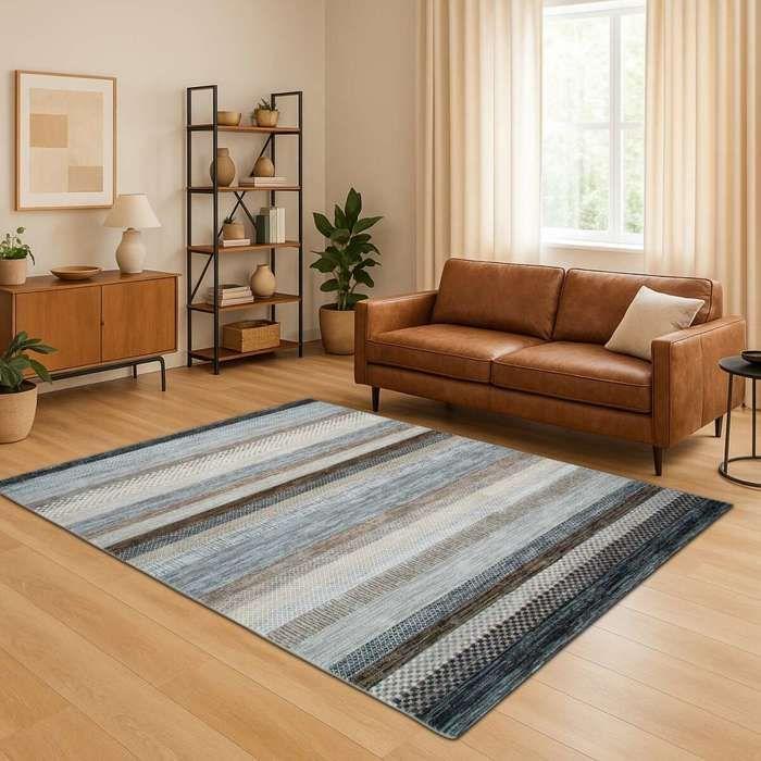 Tapis salon moderne scandinave lignes marron 160x230