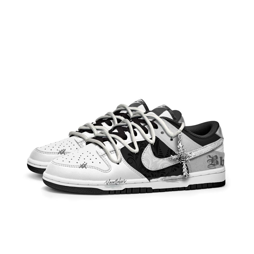 Nike Dunk Freedom Panda, Inima lui Rose Rezistente la Alunecare Rezistente la Abraziune Pantofi de Skateboard Joși Unisex Negru Alb DD1391-100(Echipa202-)