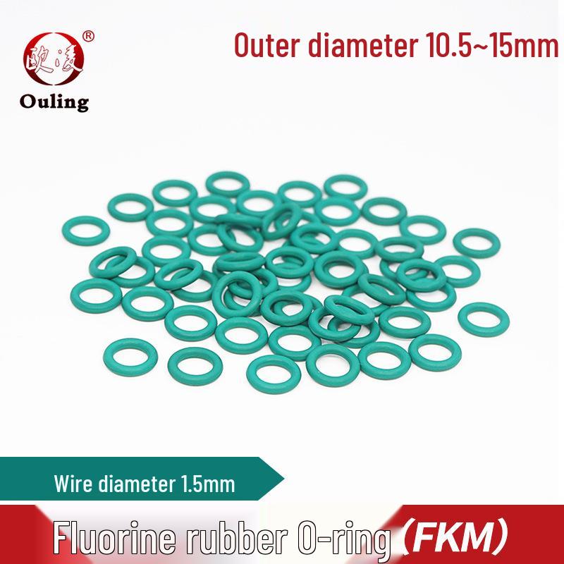 Green FKM O-Ring, Outer Diameter: 10.5-15mm, Thickness: 1.5mm 11.5mm Outer Diameter (10 pcs) Green FKM O-ring