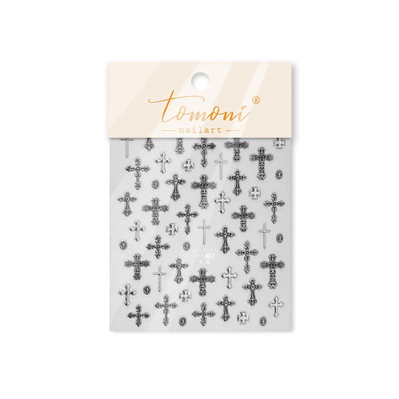 Tomoni & Moshi Metal Nail Art Stickers - DIY Dark Retro Cross Ornaments