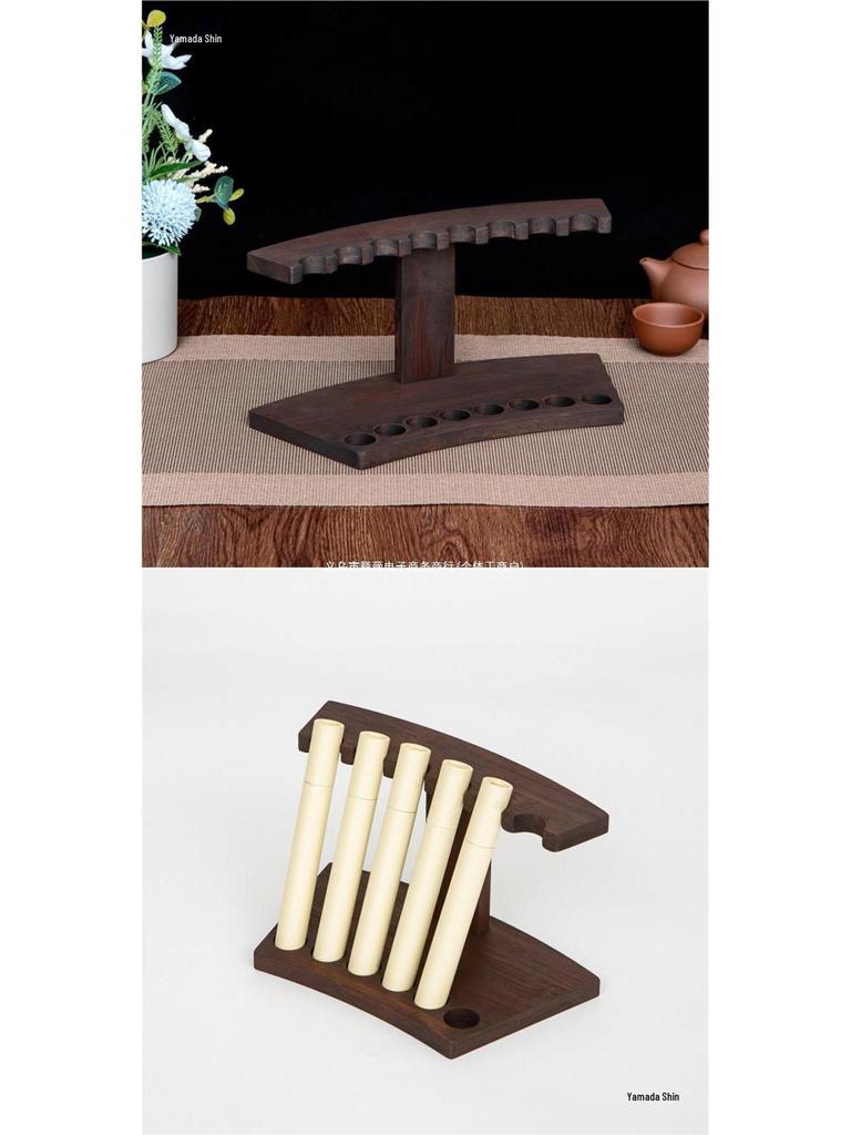 Soporte de Exhibición de Incienso y Horquillas de Bambú - Soporte para Madera de Ágar, Tubo para Incienso, Estante de Almacenamiento de Madera Maciza