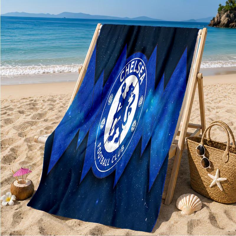 Asciugamano da Spiaggia con Logo Blu del Chelsea Football Club, Asciugamano da Spiaggia in Microfibra, Leggero e Asciugatura Rapida, per Viaggi Estivi, Piscina, Regalo di Compleanno per Fan