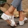 Fashion Outdoor Adjustable Strap Platform Sandals Women Summer Rivet Solid Wedges Women'sandals Slip-on Walking Sandles Woman