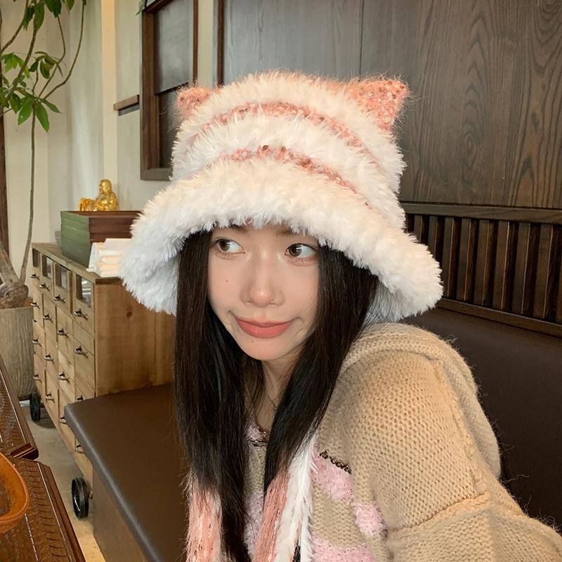 New Lion Hat Autumn and Winter Warm Plush Hat Big Eaves Ear Protection Cute Wool Hat Show Face Small Knitted Hat Children