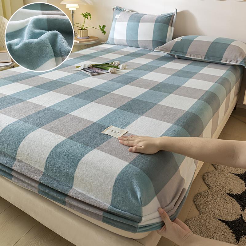 Sametový termo potah na matraci, Plyšové prostěradlo na zimu, Přehoz na postel, Sada prostěradel pro jednolůžkovou, dvoulůžkovou, king, queen postel 120x200