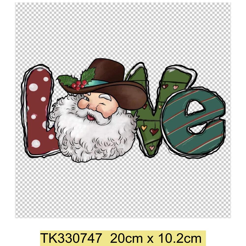 Iron On Christmas Snowmen Santa Claus Christmas Trees  Patch DIY Heat Transfer Tops Appliqued Vinyl Iron On Clothes Stickers