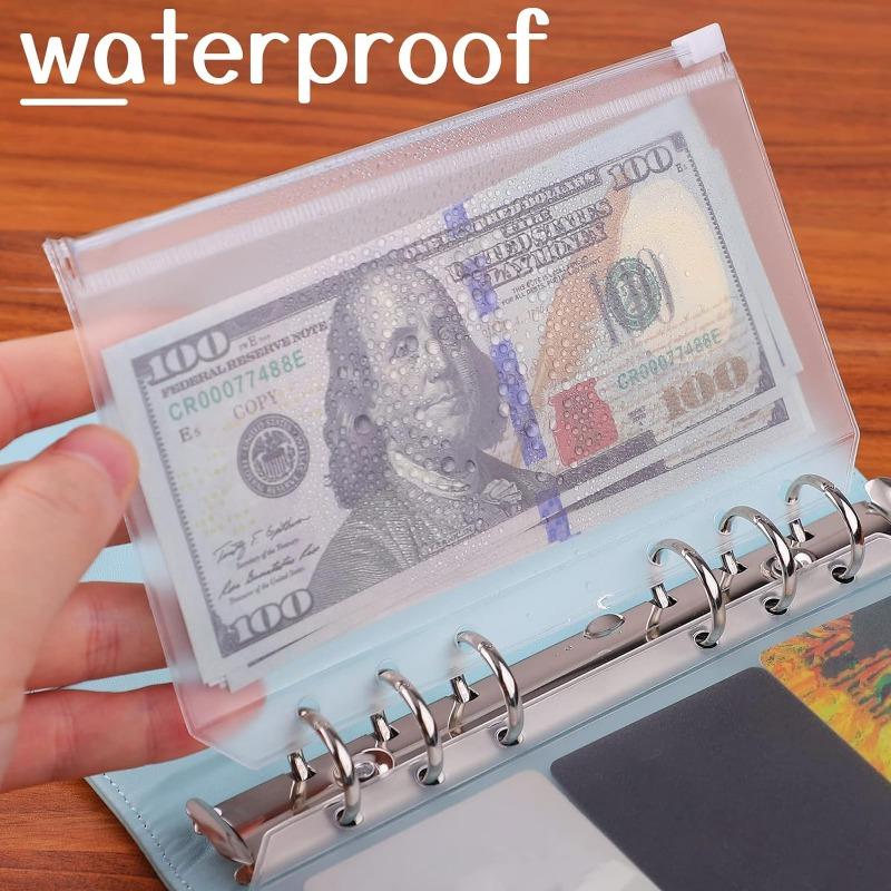 8PCS PVC Binder Pocket Cash Envelopes A5 A6 A7 Zipper Folders Pouches Money Organizer Budget Document Filing Loose Leaf Inserts