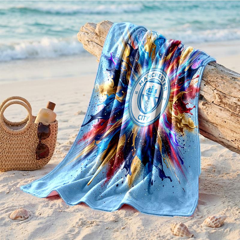 Asciugamano da Spiaggia in Microfibra con Stampa Manchester City Asciugatura Rapida Assorbente Grande Asciugamano per Spiaggia Nuoto Viaggio