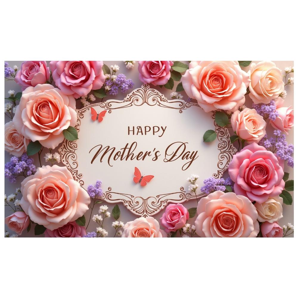 Greeting Background Botanical Holiday Display Happy Mother's Day Background Greenery Ornament Mother's Day Backdrop