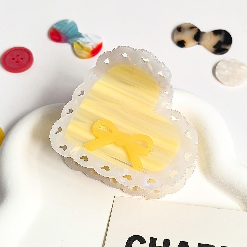 Korean Style Heart Shark Clip Elegant Bow Hair Claw Hair Accessories Acetic Acid Hair Claw  Party