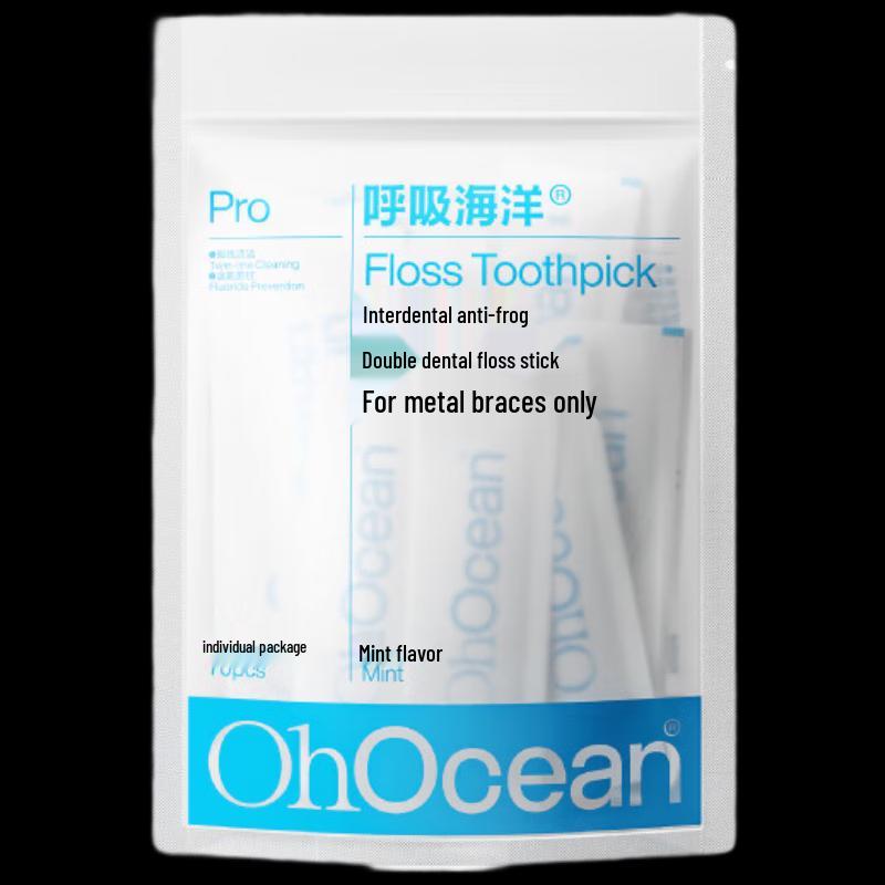 Breath Ocean Mint Floss Picks, Fluoride, Double Line
