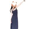 Fake two-piece contrasting floral suspender skirt women's summer design sense slim A-shaped skirt big swing dress